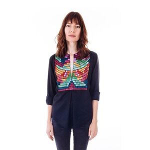 Maya Hoffman Radial embroidered Top Size Small EUC